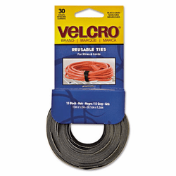 VEK94257 Reusable Self-Gripping Cable Ties, 1/2 x 15 inches, Black/Gray, 30 Ties/Pack By VELCRO USA, INC.