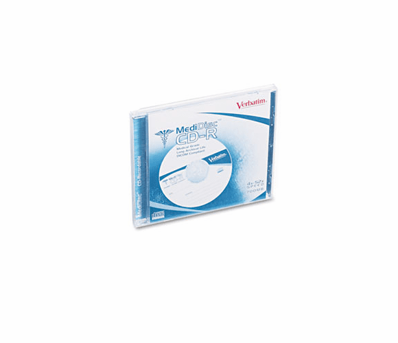 VER94736 Medical Grade CD-R Disc, 700MB/80min, 52x, w/Jewel Case, White By VERBATIM CORPORATION