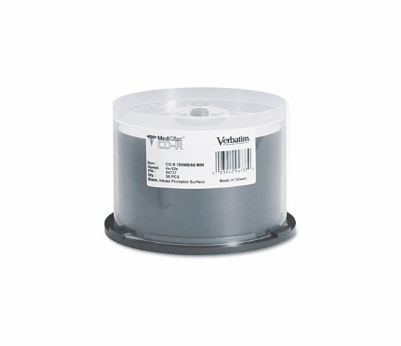 VER94737 Medical Grade CD-R Discs, 700MB/80min, 52x, Spindle, White, 50/Pack By VERBATIM CORPORATION
