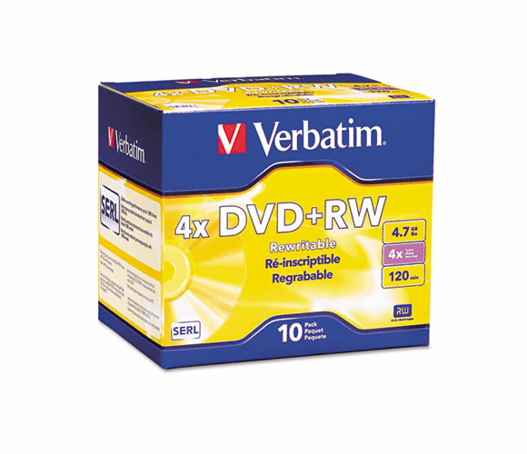 VER94839 DVD+RW Discs, 4.7GB, 4x, w/Slim Jewel Cases, Pearl, 10/Pack By VERBATIM CORPORATION