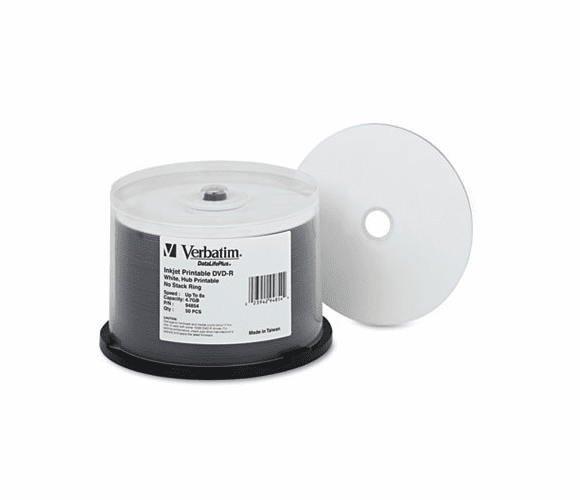 VER94854 Datalife Plus DVD-R Discs, 4.7GB, 8x, Spindle, White, 50/Pack By VERBATIM CORPORATION