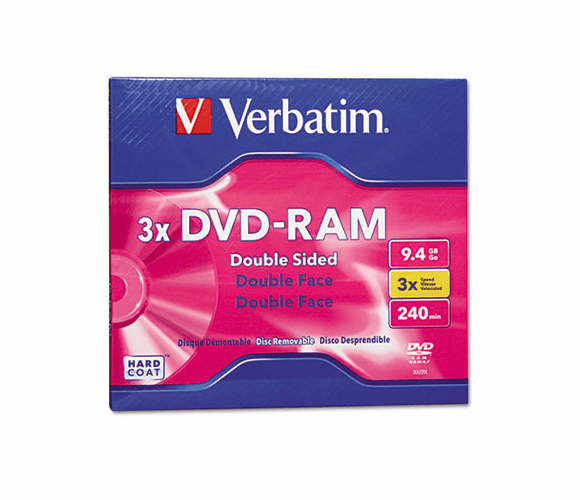VER95003 Type 4 Double-Sided DVD-RAM Cartridge, 9.4GB, 3x By VERBATIM CORPORATION