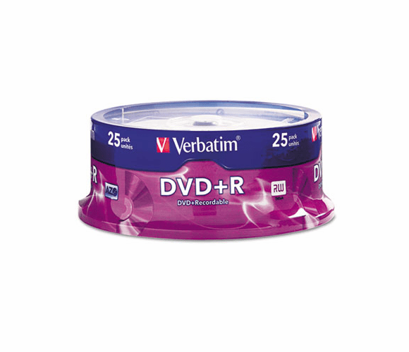 VER95033 DVD+R Discs, 4.7GB, 16x, Spindle, Silver, 25/Pack By VERBATIM CORPORATION