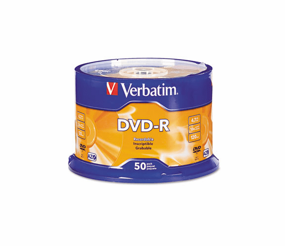 VER95101 DVD-R Discs, 4.7GB, 16x, Spindle, Matte Silver, 50/Pack By VERBATIM CORPORATION