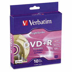VER95116 Light Scribe DVD+R Discs, 4.7GB, 16x, Spindle, Gold, 10/Pack By VERBATIM CORPORATION