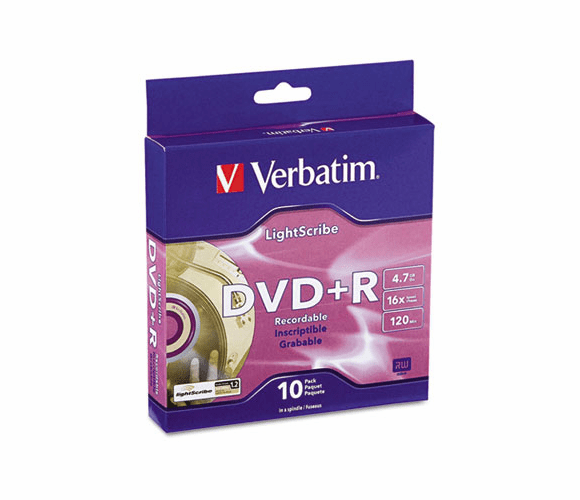 VER95116 Light Scribe DVD+R Discs, 4.7GB, 16x, Spindle, Gold, 10/Pack By VERBATIM CORPORATION