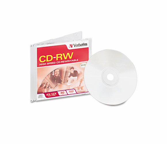 VER95161 CD-RW Disc, 700MB/80min, 4x-12x, w/Slim Jewel Case, Silver By VERBATIM CORPORATION