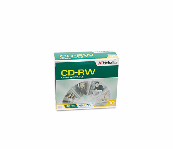 VER95170 CD-RW Discs, 700MB/80min, 2X/4X, Slim Jewel Case, Matte Silver, 10/Pack By VERBATIM CORPORATION