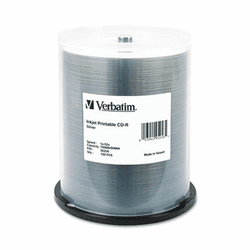 VER95256 CD-R, 52x, 700MB, Inkjet Printable, Silver, 100/Spindle By VERBATIM CORPORATION