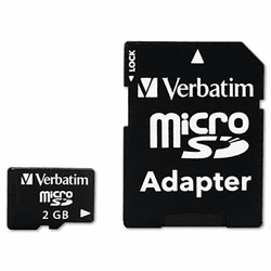 VER96168 MicroSD Card w/Adapter, 2GB By VERBATIM CORPORATION