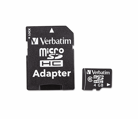 VER96726 microSDHC Card w/Adapter, 4GB By VERBATIM CORPORATION