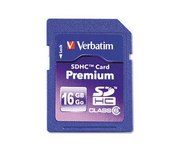 VER96808 Premium SDHC Memory Card, Class 6, 16GB By VERBATIM CORPORATION