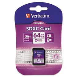 VER97466 Premium/Video SDXC Memory Card, Class 10, 64GB, Blue By VERBATIM CORPORATION