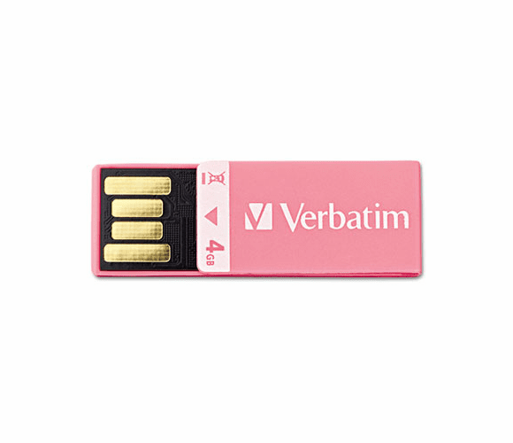 VER97549 Clip-It USB Flash Drive, 4G, Pink By VERBATIM CORPORATION