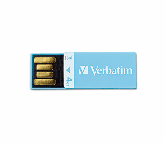 VER97550 Clip-It USB Flash Drive, 4G, Blue By VERBATIM CORPORATION