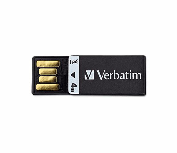 VER97555 Clip-It USB Flash Drive, 4G, Black By VERBATIM CORPORATION