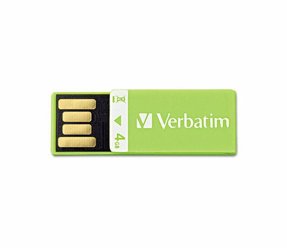 VER97556 Clip-It USB Flash Drive, 4G, Green By VERBATIM CORPORATION