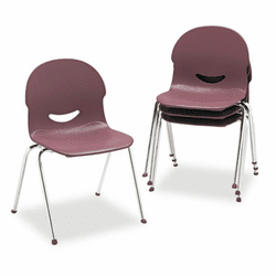 VIR26451750 IQ Series Stack Chair, 17-1/2" Seat Height, Wine/Chrome, 4/Carton By VIRCO, INC.