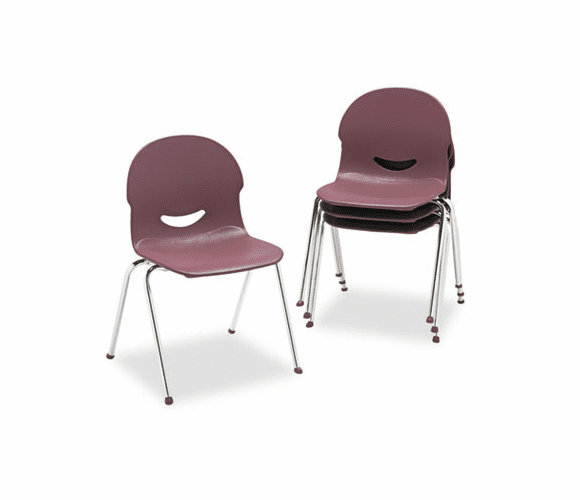 VIR26451750 IQ Series Stack Chair, 17-1/2" Seat Height, Wine/Chrome, 4/Carton By VIRCO, INC.