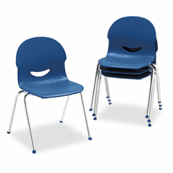 VIR26451751 IQ Series Stack Chair, 17-1/2" Seat Height, Navy/Chrome, 4/Carton By VIRCO, INC.