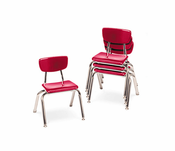 VIR301270 3000 Series Classroom Chairs, 12" Seat Height, Red, 4/Carton By VIRCO, INC.