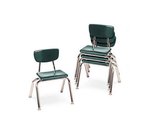 VIR301275 3000 Series Classroom Chairs, 12" Seat Height, Forest Green, 4/Carton By VIRCO, INC.