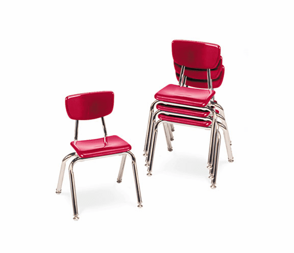 VIR301470 3000 Series Classroom Chairs, 14" Seat Height, Red, 4/Carton By VIRCO, INC.
