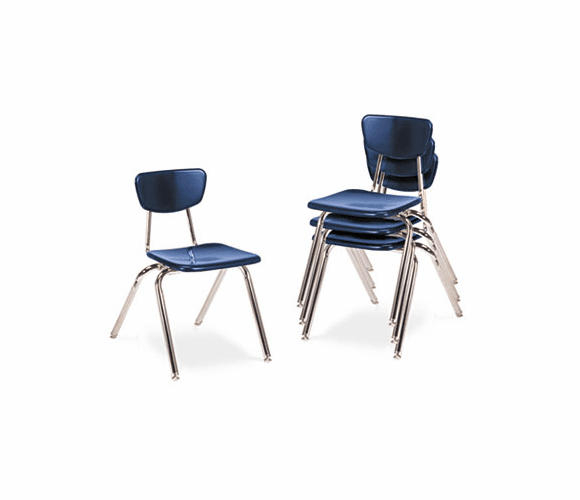 VIR301651 3000 Series Classroom Chairs, 16" Seat Height, Navy, 4/Carton By VIRCO, INC.