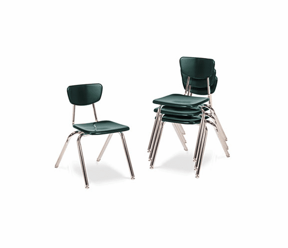 VIR301675 3000 Series Classroom Chairs, 16" Seat Height, Forest Green, 4/Carton By VIRCO, INC.