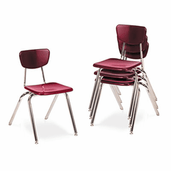 VIR301850 3000 Series Classroom Chairs, 18" Seat Height, Wine, 4/Carton By VIRCO, INC.