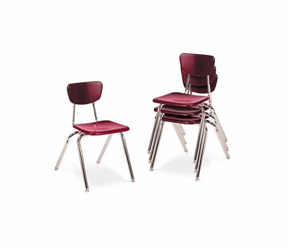 VIR301850 3000 Series Classroom Chairs, 18" Seat Height, Wine, 4/Carton By VIRCO, INC.