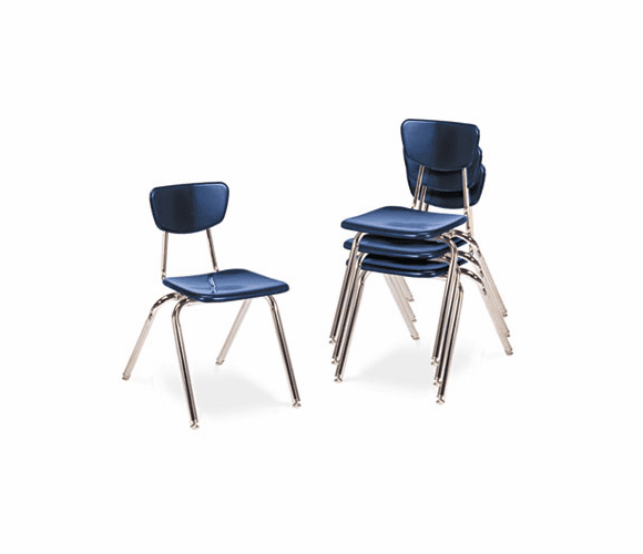 VIR301851 3000 Series Classroom Chairs, 18" Seat Height, Navy, 4/Carton By VIRCO, INC.