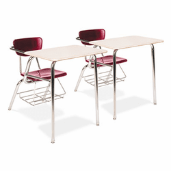 VIR3400BR5096 3400 Series Chair Desk, 22-3/4w x 35-3/4d x 29-1/4h, Sandstone/Wine, 2/Carton By VIRCO, INC.