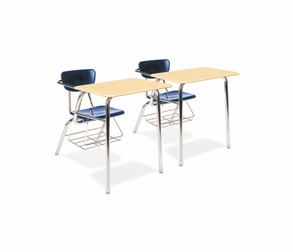VIR3400BR5138 3400 Series Chair Desk, 22-3/4w x 35-3/4d x 29-1/4h, Fusion Maple/Navy, 2/Carton By VIRCO, INC.