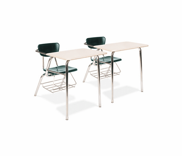 VIR3400BR7596 3400 Series Chair Desk, 22-3/4w x 35-3/4d x 29-1/4h, Sandstone/Forest Green,2/CT By VIRCO, INC.