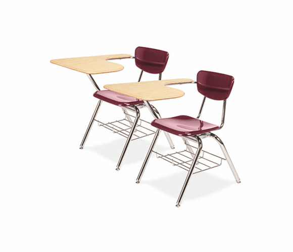 VIR3700BR5038 3700 Series Chair Desk, 20w x 31d x 30-1/2h, Fushion Maple/Wine, 2/Carton By VIRCO, INC.