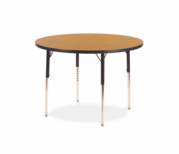 VIR4836R084 4000 Series Round Activity Table, 36 dia. x 30h, Medium Oak By VIRCO, INC.
