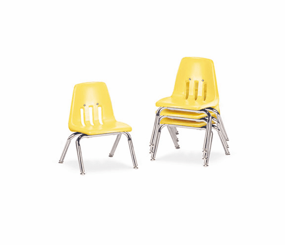 VIR901047 9000 Series Classroom Chairs, 10" Seat Height, Squash/Chrome, 4/Carton By VIRCO, INC.
