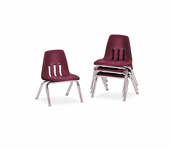 VIR901050 9000 Series Classroom Chairs, 10" Seat Height, Wine/Chrome, 4/Carton By VIRCO, INC.