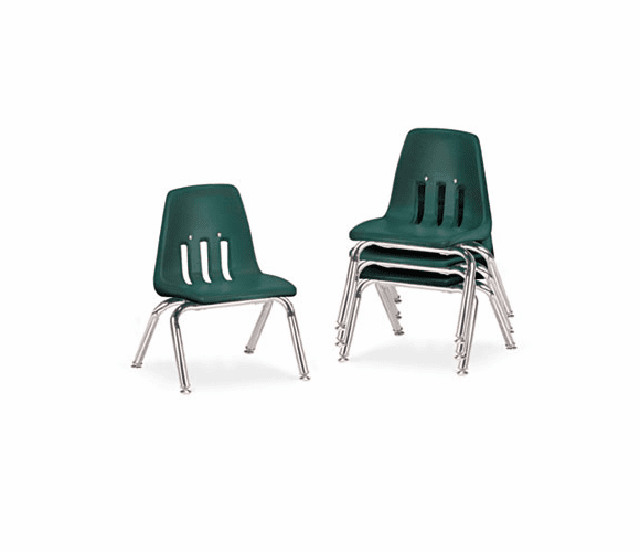 VIR901075 9000 Series Classroom Chairs, 10" Seat Height, Forest Green/Chrome, 4/Carton By VIRCO, INC.