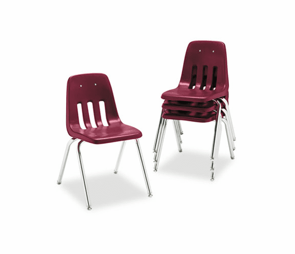 VIR901850 9000 Series Classroom Chair, 18" Seat Height, Wine/Chrome, 4/Carton By VIRCO, INC.
