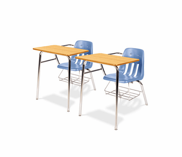 VIR9400BR40084 9400 Series Chair Desk, 21w x 33-1/2d x 30h, Medium Oak/Blueberry, 2/Carton By VIRCO, INC.