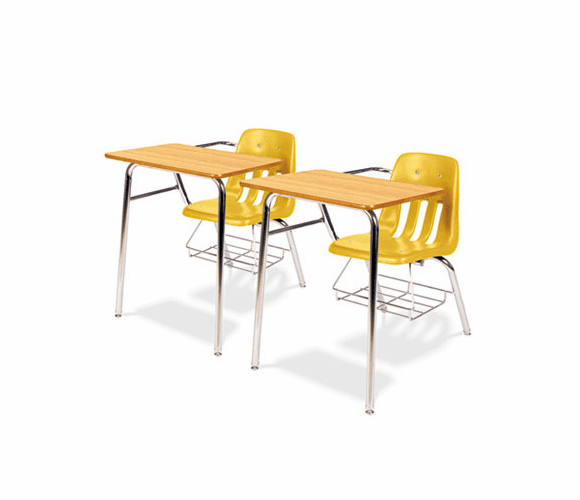 VIR9400BR47084 9400 Series Chair Desk, 21w x 33-1/2d x 30h, Medium Oak/Squash, 2/Carton By VIRCO, INC.