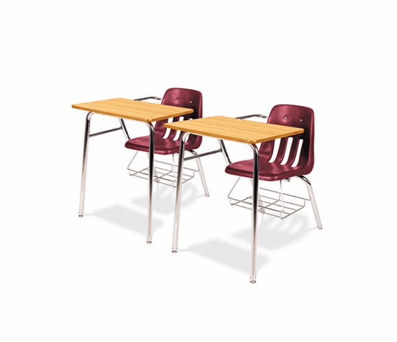 VIR9400BR50084 9400 Series Chair Desk, 21w x 33-1/2d x 30h, Medium Oak/Wine, 2/Carton By VIRCO, INC.
