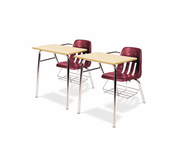 VIR9400BR50385 9400 Series Chair Desk, 21w x 33-1/2d x 30h, Fusion Maple/Wine, 2/Carton By VIRCO, INC.