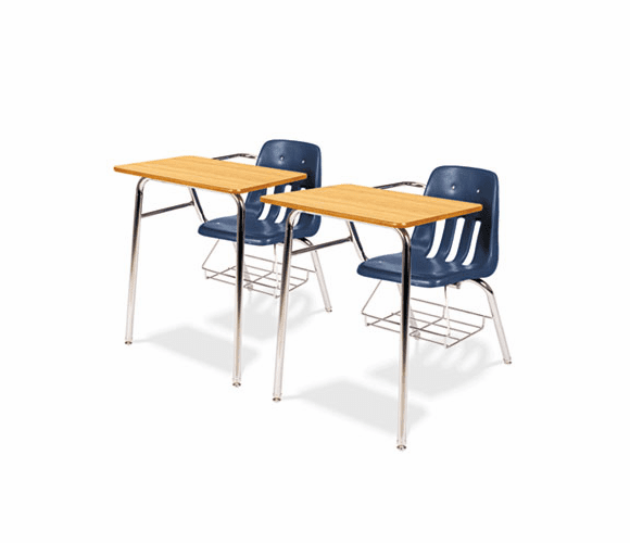 VIR9400BR51084 9400 Series Chair Desk, 21w x 33-1/2d x 30h, Medium Oak/Navy, 2/Carton By VIRCO, INC.