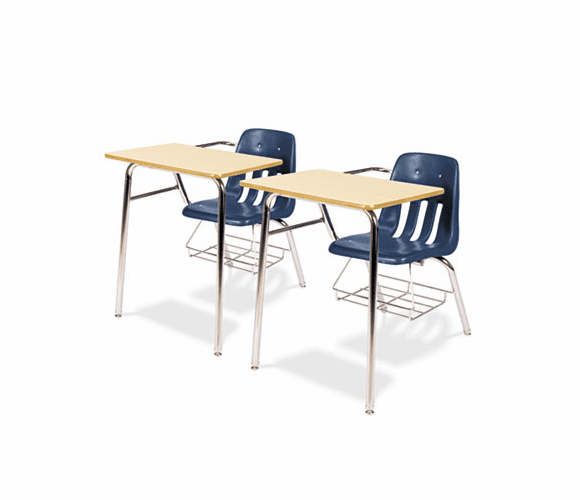 VIR9400BR51385 9400 Series Chair Desk, 21w x 33-1/2d x 30h, Fusion Maple/Navy, 2/Carton By VIRCO, INC.