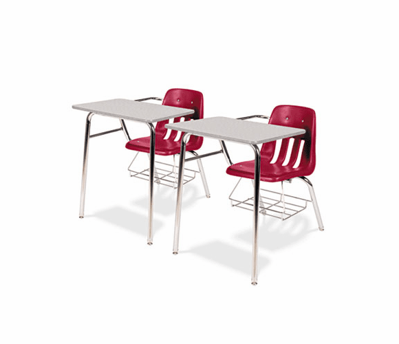 VIR9400BR70091 9400 Series Chair Desk, 21w x 33-1/2d x 30h, Gray Nebula/Red, 2/Carton By VIRCO, INC.