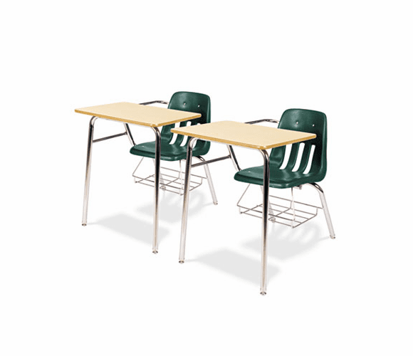 VIR9400BR75385 9400 Series Chair Desk, 21w x 33-1/2d x 30h, Maple/Forest Green, 2/Carton By VIRCO, INC.