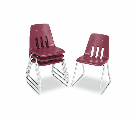 VIR961850 9600 Classic Series Classroom Chairs, 18" Seat Height, Wine/Chrome, 4/Carton By VIRCO, INC.